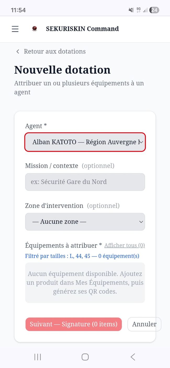 Attribution d'un actif à un agent