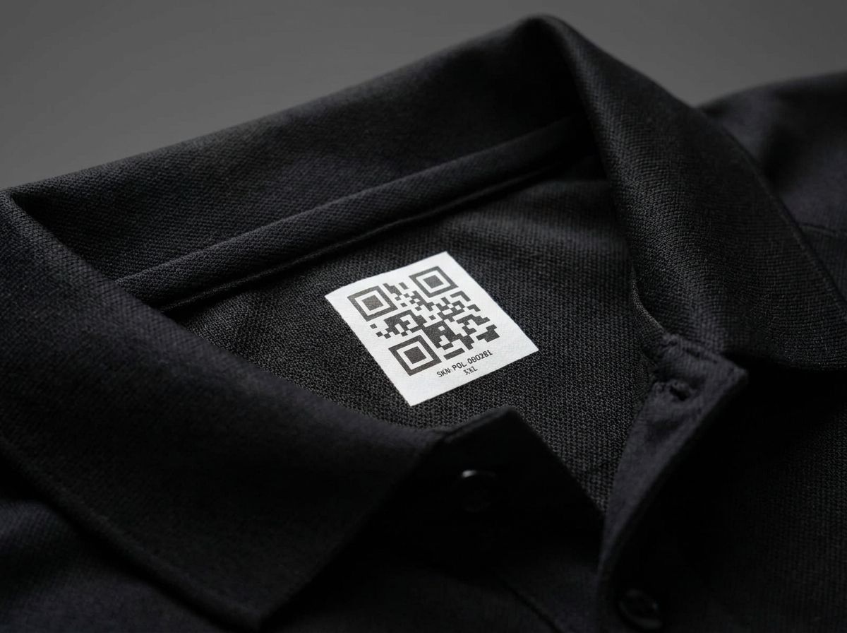 Polo de sécurité équipé d'un QR code thermocollé